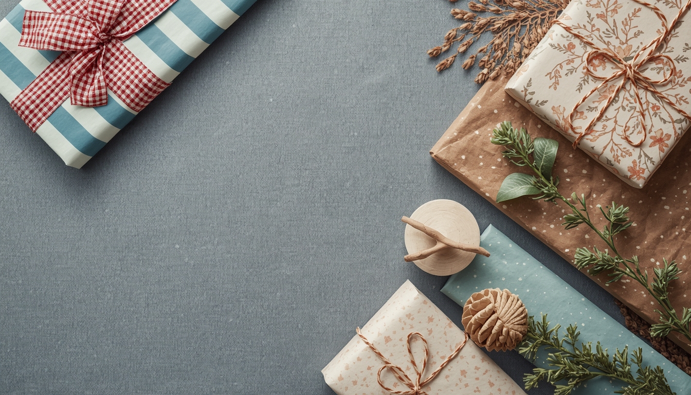 Consultation process showing various wrapping paper and ribbon options